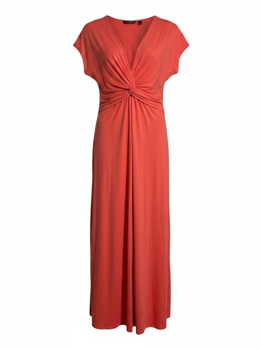 Lands' End Maxi Dress Womens Medium Coral Twist Front V-Neck Cotton Modal Size L